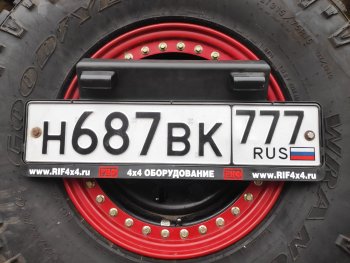 118 699 р. Бампер задний силовой РИФ Nissan Patrol 5 Y61 2-ой рестайлинг (2004-2010) (С квадратом под фаркоп, 2-мя калитками, фонарями и подсветкой номера)  с доставкой в г. Кемерово. Увеличить фотографию 4