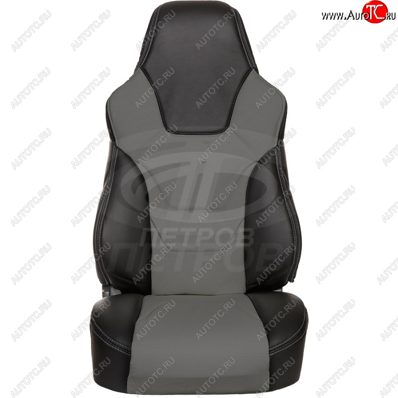5 599 р. Чехлы (экокожа, base/classic, 60/40) ПЕТРОВ R.SPORT  Hyundai Solaris  RBr (2010-2017), KIA Rio  3 QB (2011-2017) (черный/серый)  с доставкой в г. Кемерово