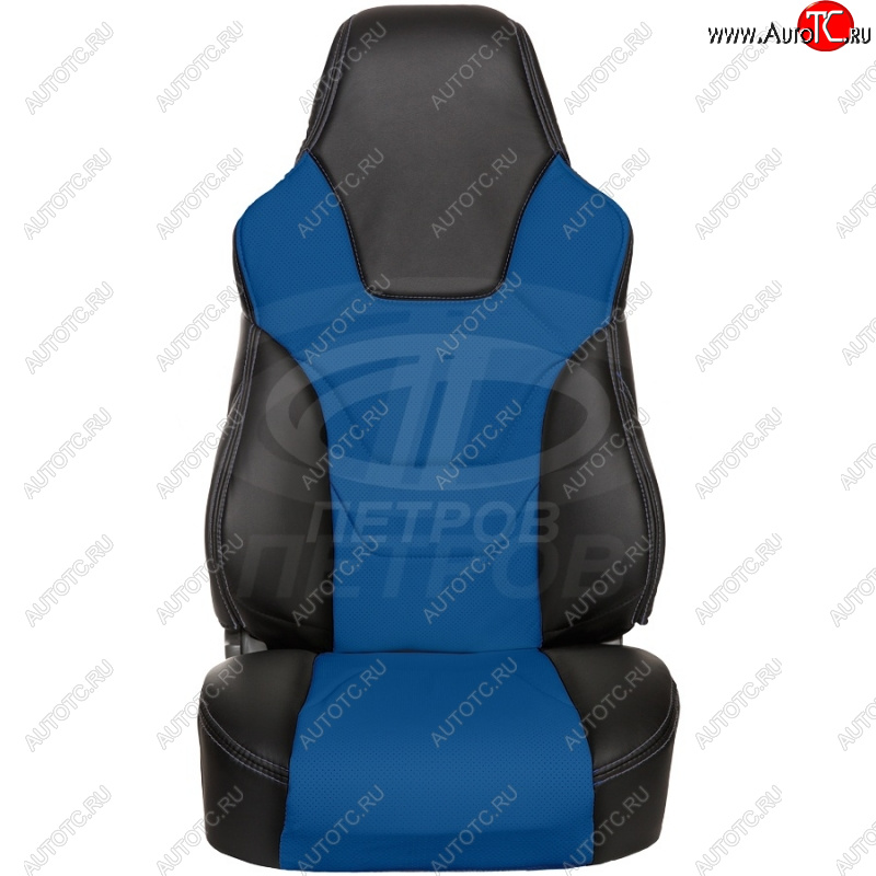 5 599 р. Чехлы (экокожа, base/classic, 60/40) ПЕТРОВ R.SPORT  Hyundai Solaris  RBr (2010-2017), KIA Rio  3 QB (2011-2017) (черный/синий)  с доставкой в г. Кемерово