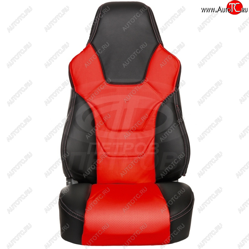 5 599 р. Чехлы (экокожа, base/classic, 60/40) ПЕТРОВ R.SPORT  Hyundai Solaris  RBr (2010-2017), KIA Rio  3 QB (2011-2017) (черный/красный)  с доставкой в г. Кемерово