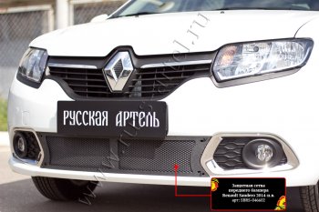 2 459 р. Защитная сетка решётки переднего бампера Русская Артель  Renault Sandero  (B8) (2014-2018) дорестайлинг (Поверхность текстурная)  с доставкой в г. Кемерово. Увеличить фотографию 3