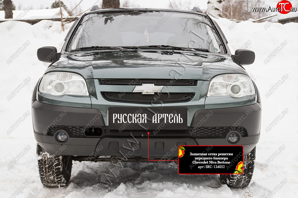 1 299 р. Защитная сетка решетки переднего бампера Русская Артель  Chevrolet Niva  2123 (2009-2020), Лада 2123 (Нива Шевроле) (2009-2020) (Поверхность текстурная)  с доставкой в г. Кемерово