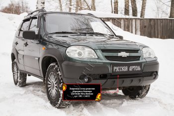 1 299 р. Защитная сетка решетки переднего бампера Русская Артель  Chevrolet Niva  2123 (2009-2020), Лада 2123 (Нива Шевроле) (2009-2020) (Поверхность текстурная)  с доставкой в г. Кемерово. Увеличить фотографию 2