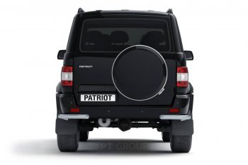 Защита заднего бампера (угловая Ø63 мм) Petroil Tuning Petroil Tuning Уаз Патриот ( 3163 5-дв.,  3163 5 дв.) (2014-2025) 1-ый рестайлинг, 2-ой рестайлинг (окраска в серебристый (Искра))