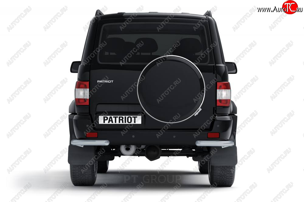5 479 р. Защита заднего бампера (угловая Ø63 мм) Petroil Tuning Petroil Tuning  Уаз Патриот ( 3163 5-дв.,  3163 5 дв.) (2014-2025) 1-ый рестайлинг, 2-ой рестайлинг (окраска в серебристый (Искра))  с доставкой в г. Кемерово
