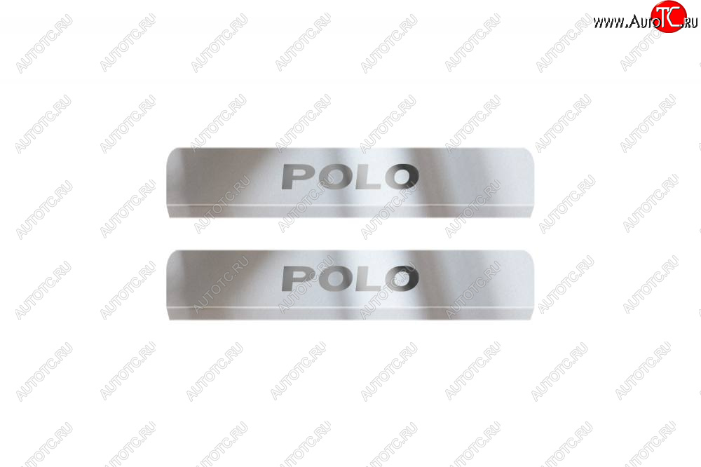 2 499 р. Пороги накладки Petroil Tuning  Volkswagen Polo  Mk6 (2020-2022) лифтбек (полированная нержавейка)  с доставкой в г. Кемерово