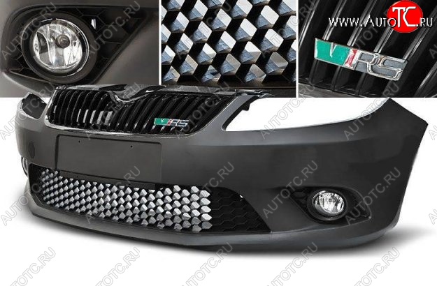 38 349 р. Передний бампер RS Style Skoda Fabia Mk2 хэтчбэк дорестайлинг (2007-2010) (Неокрашенный)  с доставкой в г. Кемерово
