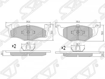 1 049 р. Колодки тормозные SAT (передние)  Skoda Fabia ( Mk1,  Mk2) (2004-2010), Volkswagen Polo  9N1 (2001-2009)  с доставкой в г. Кемерово. Увеличить фотографию 1