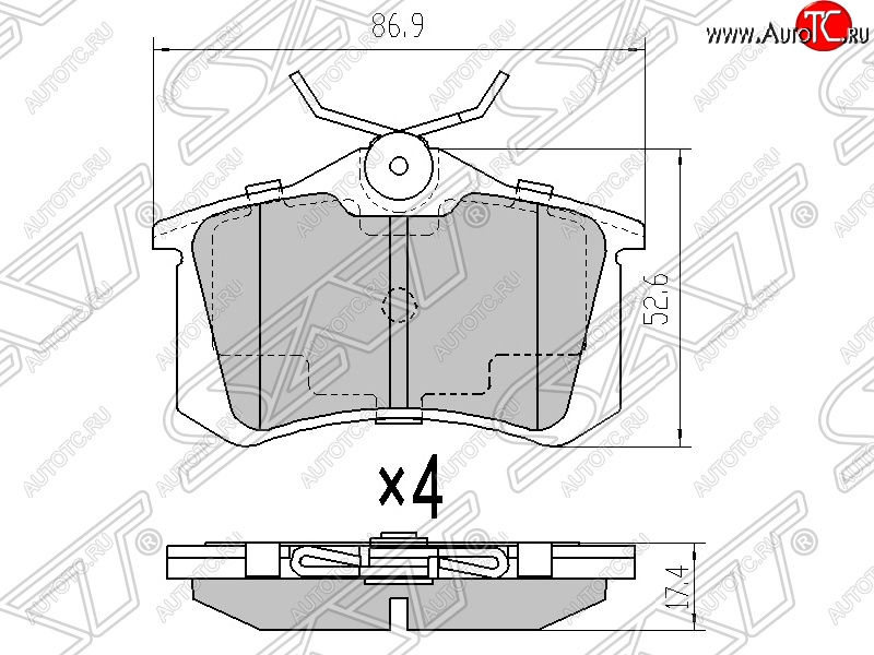 479 р. Колодки тормозные SAT (задние) Audi A1 8X1 хэтчбэк 3 дв. дорестайлинг (2010-2014)  с доставкой в г. Кемерово