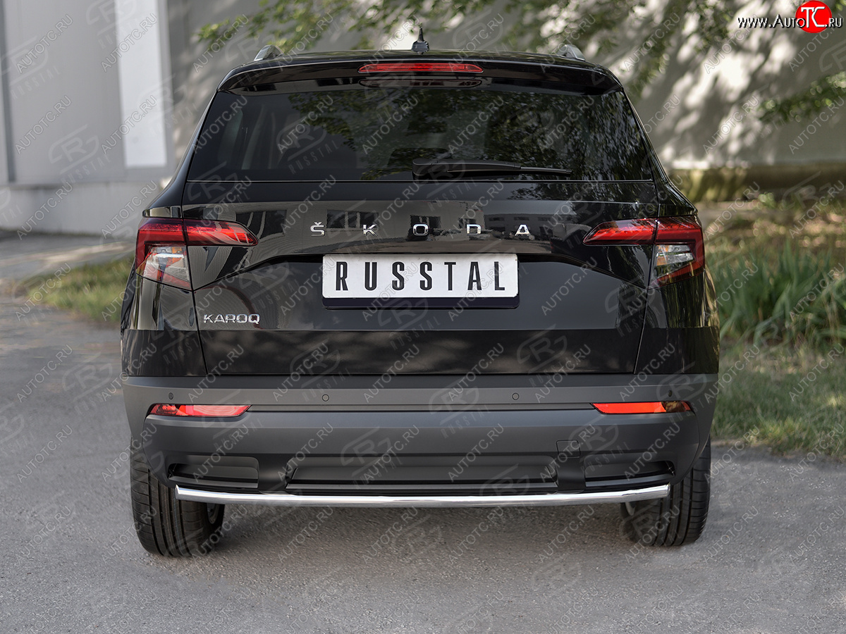 14 549 р. Защита заднего бампера (Ø42 мм, нержавейка) SLITKOFF  Skoda Karoq  NU7 (2017-2021) дорестайлинг  с доставкой в г. Кемерово