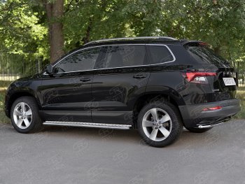 14 549 р. Защита заднего бампера (Ø42 мм, нержавейка) SLITKOFF  Skoda Karoq  NU7 (2017-2021) дорестайлинг  с доставкой в г. Кемерово. Увеличить фотографию 4