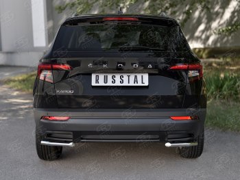 12 599 р. Защита заднего бампера (Ø42 мм уголки, нержавейка) SLITKOFF  Skoda Karoq  NU7 (2017-2021) дорестайлинг  с доставкой в г. Кемерово. Увеличить фотографию 1