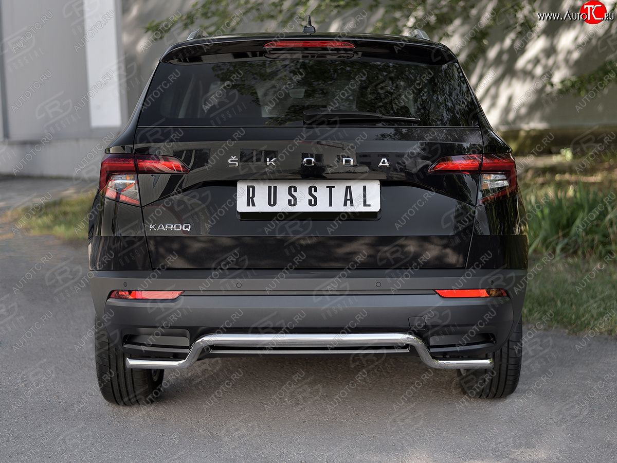 14 999 р. Защита заднего бампера (Ø42 мм волна, нержавейка) SLITKOFF  Skoda Karoq  NU7 (2017-2021) дорестайлинг  с доставкой в г. Кемерово