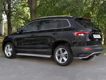 14 999 р. Защита заднего бампера (Ø42 мм волна, нержавейка) SLITKOFF  Skoda Karoq  NU7 (2017-2021) дорестайлинг  с доставкой в г. Кемерово. Увеличить фотографию 4