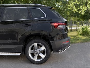 14 999 р. Защита заднего бампера (Ø42 мм волна, нержавейка) SLITKOFF  Skoda Karoq  NU7 (2017-2021) дорестайлинг  с доставкой в г. Кемерово. Увеличить фотографию 3