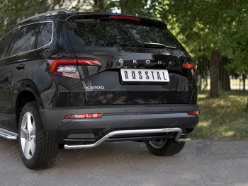 14 999 р. Защита заднего бампера (Ø42 мм волна, нержавейка) SLITKOFF  Skoda Karoq  NU7 (2017-2021) дорестайлинг  с доставкой в г. Кемерово. Увеличить фотографию 2
