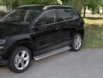 24 649 р. Пороги SLITKOFF d42 с листом  Skoda Karoq  NU7 (2017-2025) дорестайлинг, рестайлинг (лист алюминий, труба нержавейка)  с доставкой в г. Кемерово. Увеличить фотографию 2