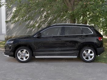 24 649 р. Пороги SLITKOFF d42 с листом  Skoda Karoq  NU7 (2017-2025) дорестайлинг, рестайлинг (лист алюминий, труба нержавейка)  с доставкой в г. Кемерово. Увеличить фотографию 3