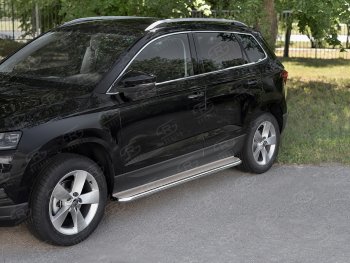 35 549 р. Пороги SLITKOFF d42 с листом  Skoda Karoq  NU7 (2017-2025) дорестайлинг, рестайлинг (лист нержавейка, труба нержавейка)  с доставкой в г. Кемерово. Увеличить фотографию 2