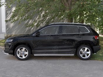 35 549 р. Пороги SLITKOFF d42 с листом  Skoda Karoq  NU7 (2017-2025) дорестайлинг, рестайлинг (лист нержавейка, труба нержавейка)  с доставкой в г. Кемерово. Увеличить фотографию 3