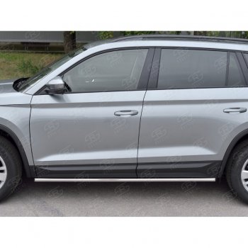 17 999 р. Пороги накладки труба d42 (v 1) SLITKOFF  Skoda Kodiaq  NU7 (2017-2021) дорестайлинг (Неокрашенные)  с доставкой в г. Кемерово. Увеличить фотографию 2