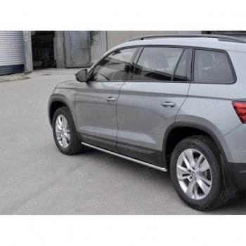 17 999 р. Пороги накладки труба d42 (v 1) SLITKOFF  Skoda Kodiaq  NU7 (2017-2021) дорестайлинг (Неокрашенные)  с доставкой в г. Кемерово. Увеличить фотографию 3