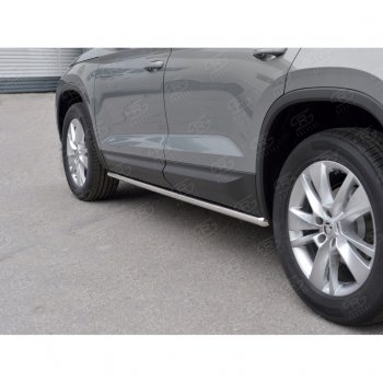 17 999 р. Пороги накладки труба d42 (v 1) SLITKOFF  Skoda Kodiaq  NU7 (2017-2021) дорестайлинг (Неокрашенные)  с доставкой в г. Кемерово. Увеличить фотографию 4