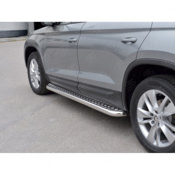 25 499 р. Пороги труба d63 с листом (Лист алюм, проф.сталь) (v2) SLITKOFF  Skoda Kodiaq  NU7 (2017-2021) дорестайлинг  с доставкой в г. Кемерово. Увеличить фотографию 4