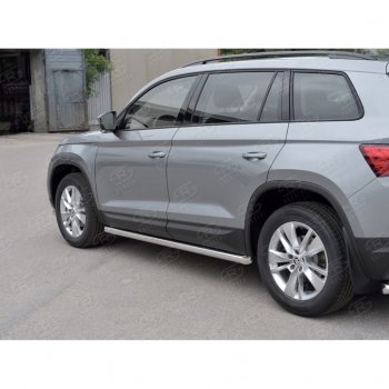 19 999 р. Защита порогов (Ø63 мм) SLITKOFF Skoda Kodiaq NU7 дорестайлинг (2017-2021) (Вариант 1 (скошенные торцы под 45°))  с доставкой в г. Кемерово. Увеличить фотографию 3