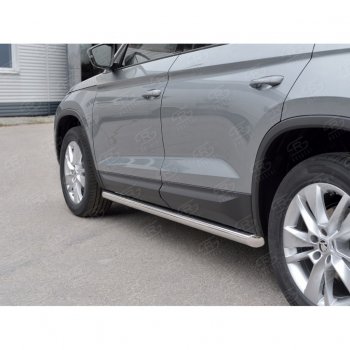 19 999 р. Защита порогов (Ø63 мм) SLITKOFF Skoda Kodiaq NU7 дорестайлинг (2017-2021) (Вариант 1 (скошенные торцы под 45°))  с доставкой в г. Кемерово. Увеличить фотографию 4