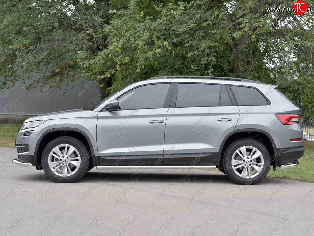 19 999 р. Пороги труба d63 (v3) SLITKOFF Skoda Kodiaq NU7 дорестайлинг (2017-2021)  с доставкой в г. Кемерово