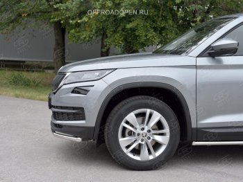 17 849 р. Защита переднего бампера (Ø63 мм, нержавейка) SLITKOFF Skoda Kodiaq NU7 дорестайлинг (2017-2021)  с доставкой в г. Кемерово. Увеличить фотографию 2