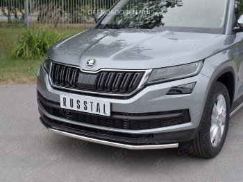 17 849 р. Защита переднего бампера (Ø63 мм, нержавейка) SLITKOFF Skoda Kodiaq NU7 дорестайлинг (2017-2021)  с доставкой в г. Кемерово. Увеличить фотографию 3