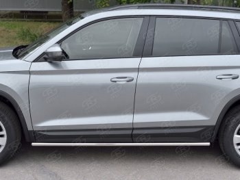 17 999 р. Защита порогов SLITKOFF из круглой трубы диаметром 42 мм v3 Skoda Kodiaq NU7 дорестайлинг (2017-2021)  с доставкой в г. Кемерово. Увеличить фотографию 3