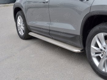 35 549 р. Широкая защита порогов из трубы диаметром 42 мм SLITKOFF v3  Skoda Kodiaq  NU7 (2017-2021) дорестайлинг  с доставкой в г. Кемерово. Увеличить фотографию 3