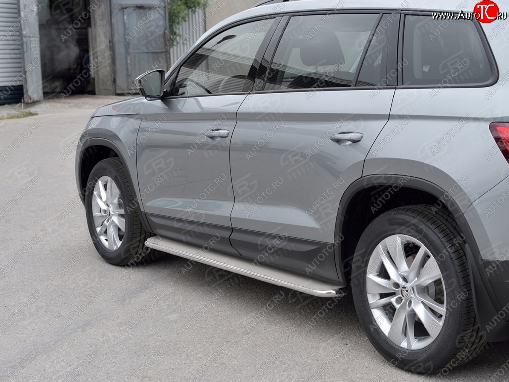 35 549 р. Широкая защита порогов из трубы диаметром 42 мм SLITKOFF v3  Skoda Kodiaq  NU7 (2017-2021) дорестайлинг  с доставкой в г. Кемерово