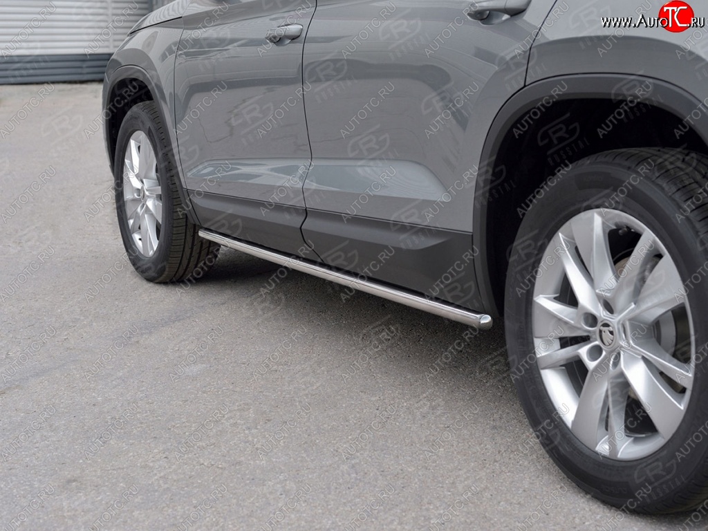 17 999 р. Защита порогов SLITKOFF из круглой трубы диаметром 42 мм v3 Skoda Kodiaq NU7 дорестайлинг (2017-2021)  с доставкой в г. Кемерово