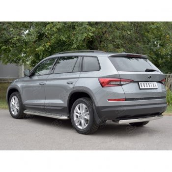 13 399 р. Защита заднего бампера d75х42 дуга Russtal Skoda Kodiaq NU7 дорестайлинг (2017-2021)  с доставкой в г. Кемерово. Увеличить фотографию 2