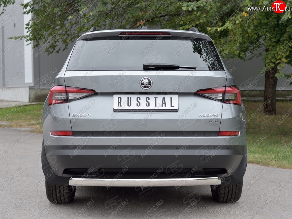 13 399 р. Защита заднего бампера d75х42 дуга Russtal Skoda Kodiaq NU7 дорестайлинг (2017-2021)  с доставкой в г. Кемерово