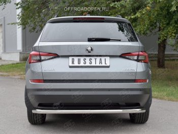 16 999 р. Защита заднего бампера (Ø63 мм, нержавейка) SLITKOFF Skoda Kodiaq NU7 дорестайлинг (2017-2021)  с доставкой в г. Кемерово. Увеличить фотографию 3