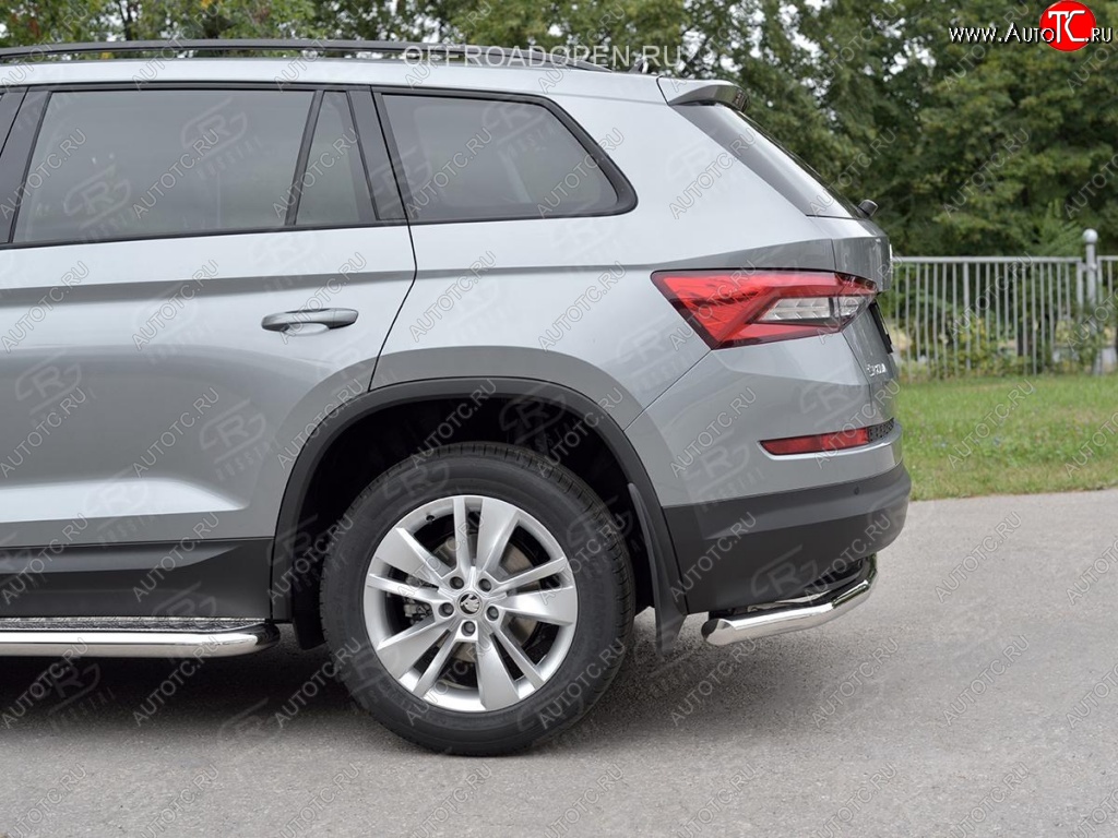 16 999 р. Защита заднего бампера (Ø63 мм, нержавейка) SLITKOFF Skoda Kodiaq NU7 дорестайлинг (2017-2021)  с доставкой в г. Кемерово