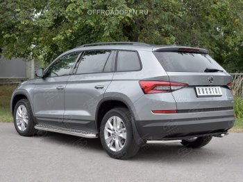 13 849 р. Защита заднего бампера (Ø42 мм, уголки, нержавейка) SLITKOFF  Skoda Kodiaq  NU7 (2017-2021) дорестайлинг  с доставкой в г. Кемерово. Увеличить фотографию 1