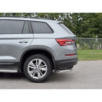 16 349 р. Защита заднего бампера (Ø63 мм уголки, нержавейка) SLITKOFF Skoda Kodiaq NU7 дорестайлинг (2017-2021)  с доставкой в г. Кемерово. Увеличить фотографию 3