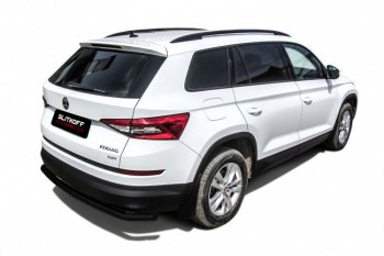 7 999 р. Защита заднего бампера Slitkoff (Ø 57 мм, с гибами)  Skoda Kodiaq  NU7 (2017-2021) дорестайлинг (Сталь с полимерным покрытием. Цвет: черный)  с доставкой в г. Кемерово. Увеличить фотографию 1