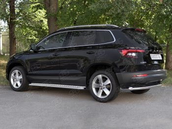 15 249 р. Защита заднего бампера (Ø63 мм, нержавейка) SLITKOFF Skoda Kodiaq NU7 дорестайлинг (2017-2021)  с доставкой в г. Кемерово. Увеличить фотографию 4