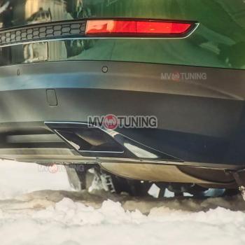 5 399 р. Имитация насадок глушителя MV-Tuning  Skoda Kodiaq  NU7 (2017-2021) дорестайлинг (BLACK (чёрный глянец))  с доставкой в г. Кемерово. Увеличить фотографию 4