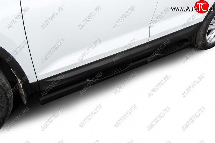 12 999 р. Защита порогов Slitkoff (Ø 76 мм, с проступями)  Skoda Kodiaq  NU7 (2017-2021) дорестайлинг (Сталь с полимерным покрытием. Цвет: черный)  с доставкой в г. Кемерово