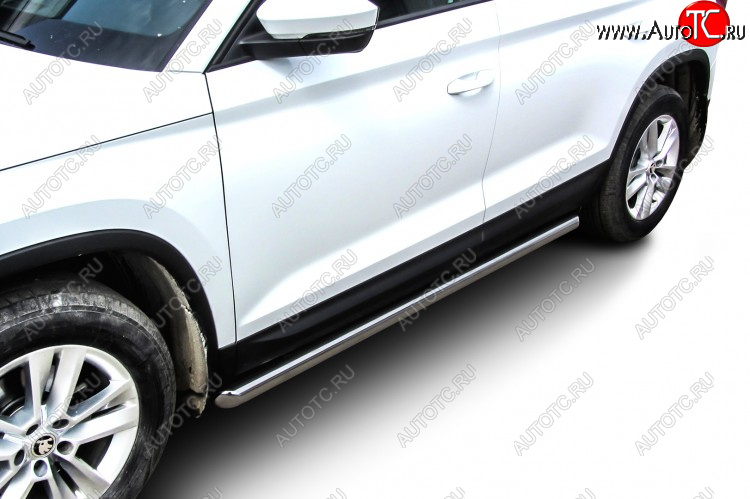 15 849 р. Защита порогов Slitkoff (Ø 57 мм, труба)  Skoda Kodiaq  NU7 (2017-2021) дорестайлинг (Нержавеющая сталь)  с доставкой в г. Кемерово