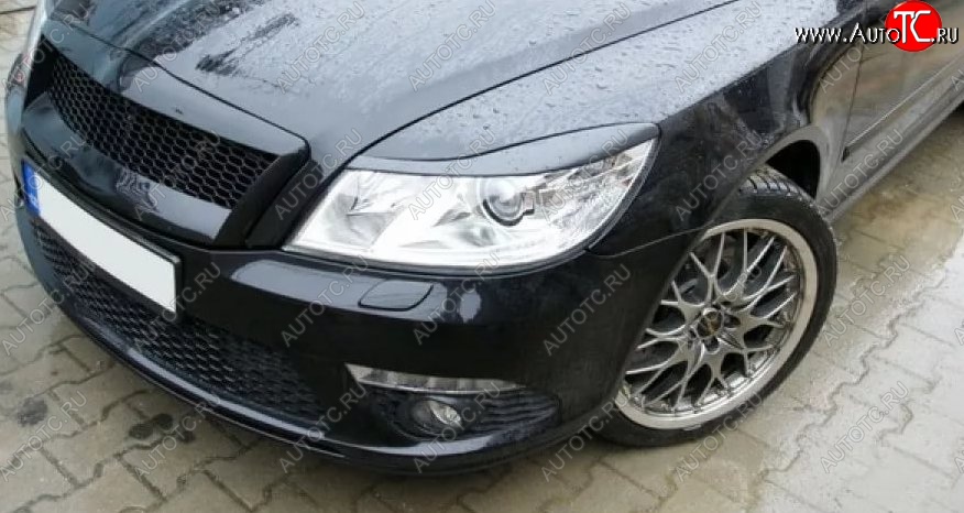 1 149 р. Реснички на фары Tuning-Sport  Skoda Octavia  A5 (2008-2013) лифтбэк рестайлинг, рестайлинг универсал (Неокрашенные)  с доставкой в г. Кемерово