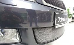 1 539 р. Сетка на бампер Russtal (хром) Skoda Octavia A5 рестайлинг универсал (2008-2013)  с доставкой в г. Кемерово. Увеличить фотографию 3